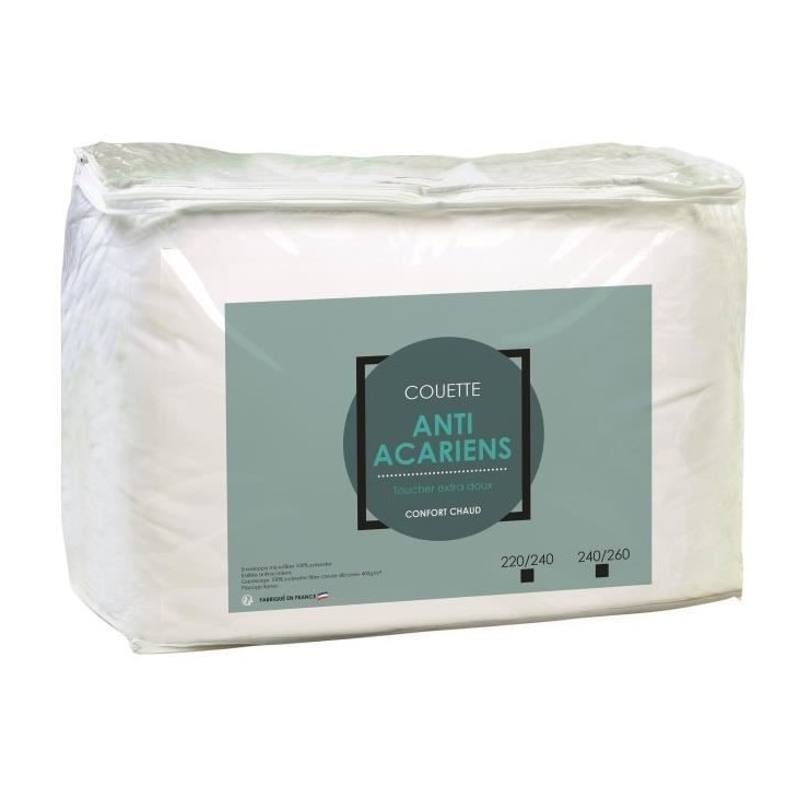 Couette Chaude Microfibre Anti-Acariens 240x260cm