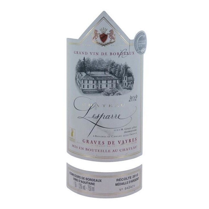 Château Lesparre 2012 Graves de Vayres Grand Vin de Bordeaux Rouge
