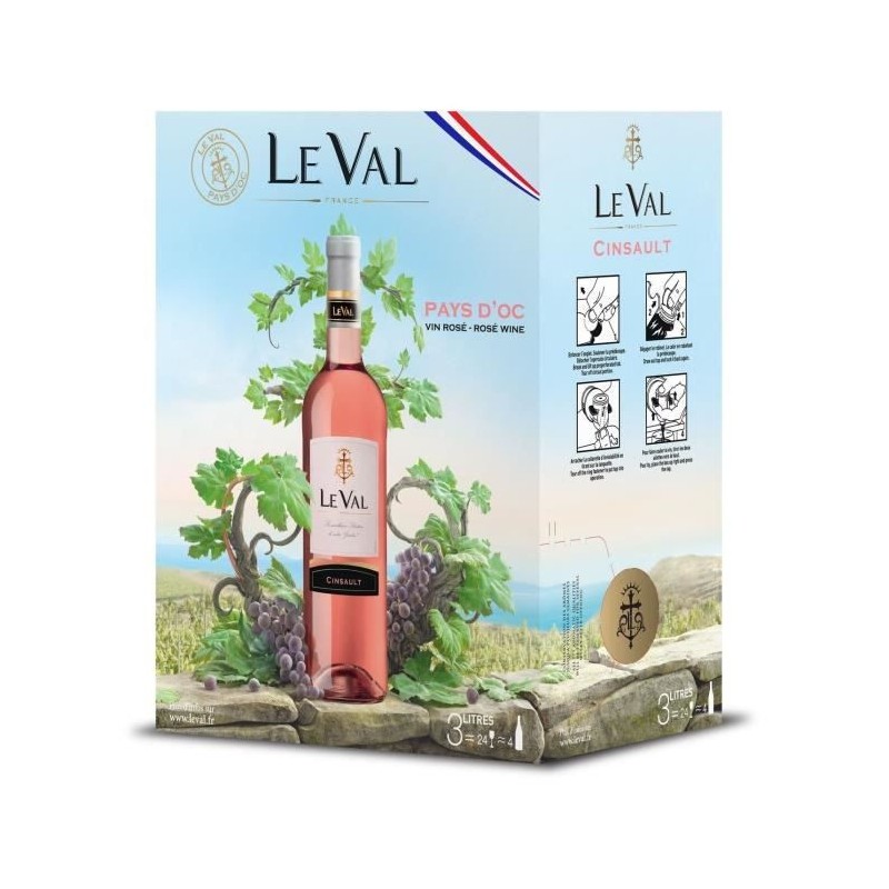 Le Val Cinsault IGP Pays d'Oc - Vin rosé de Languedoc - Bib 3 L