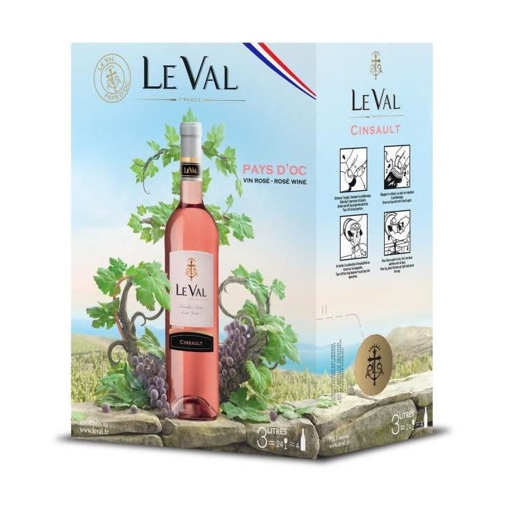 Le Val Cinsault IGP Pays d'Oc - Vin rosé de Languedoc - Bib 3 L