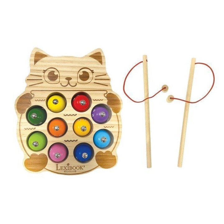 LEXIBOOK - Chat Glouton Bio Toys - Peche a la ligne - Jeu en Bois