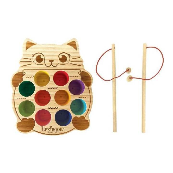 LEXIBOOK - Chat Glouton Bio Toys - Peche a la ligne - Jeu en Bois