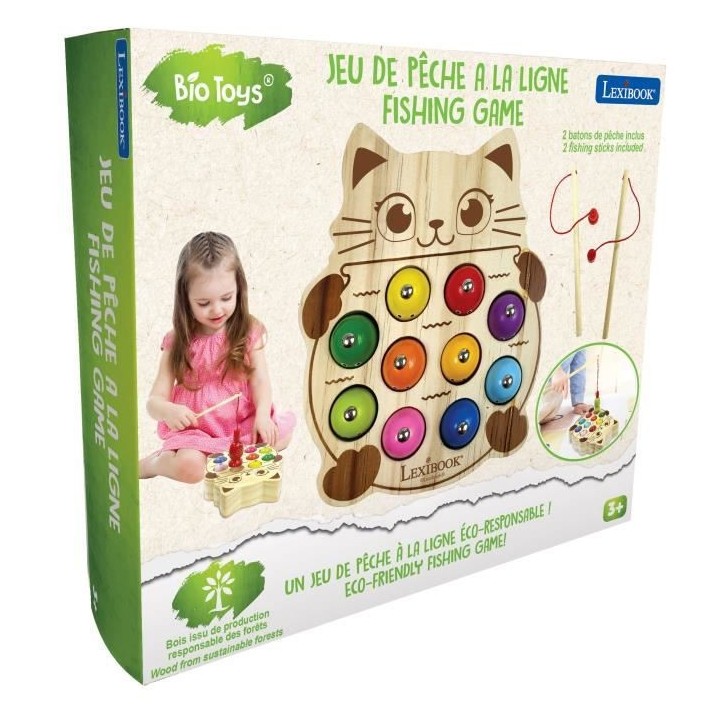 LEXIBOOK - Chat Glouton Bio Toys - Peche a la ligne - Jeu en Bois
