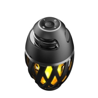 DECOTECH Enceinte sans fil Bluetooth stéréo noire effet flamme LED -