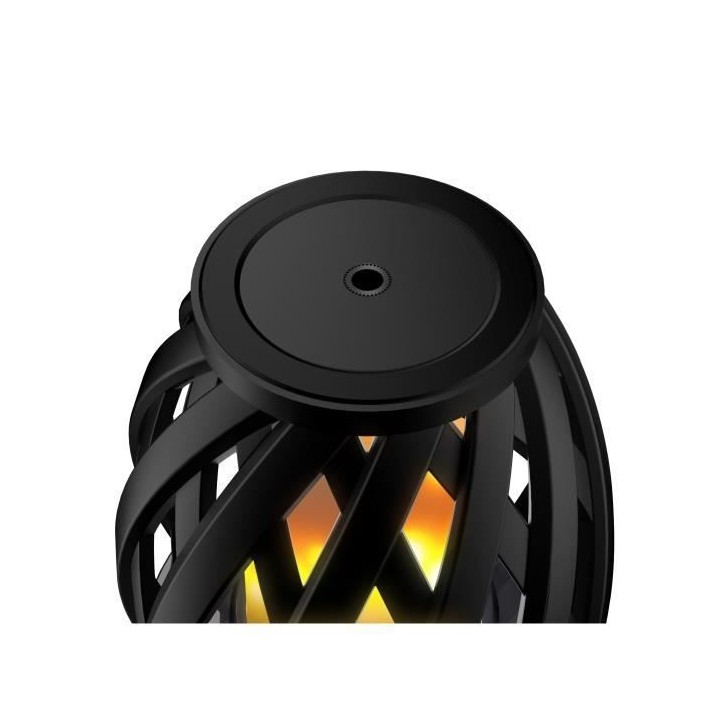DECOTECH Enceinte sans fil Bluetooth stéréo noire effet flamme LED -