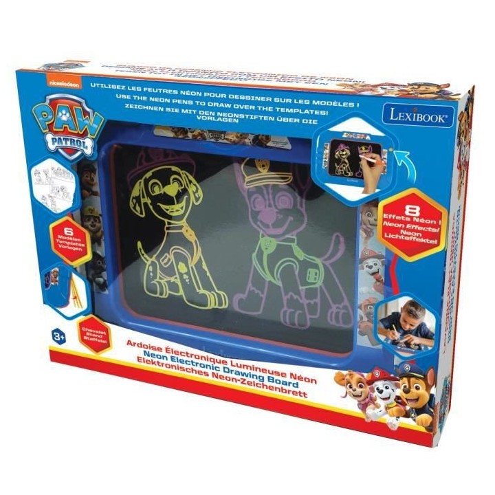 PAT' PATROUILLE Ardoise a dessiner lumineuse néon avec feutres et mod