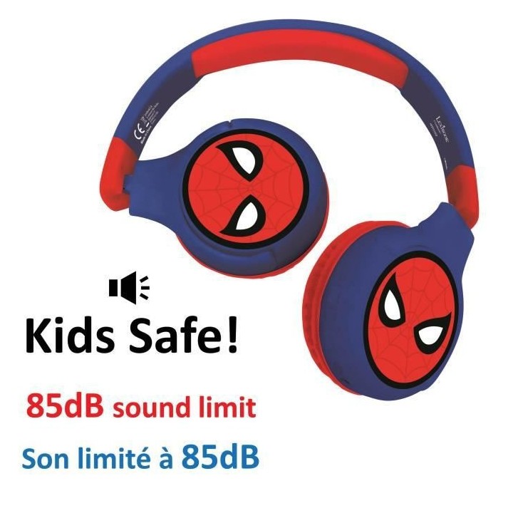 SPIDER-MAN - Casque 2 en 1 Bluetooth - Filaire confortable et pliable