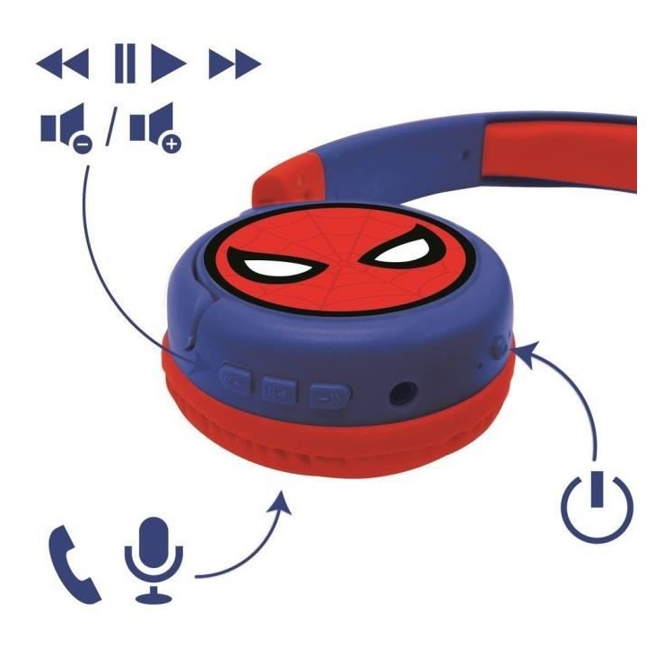 SPIDER-MAN - Casque 2 en 1 Bluetooth - Filaire confortable et pliable