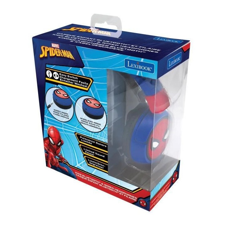 SPIDER-MAN - Casque 2 en 1 Bluetooth - Filaire confortable et pliable