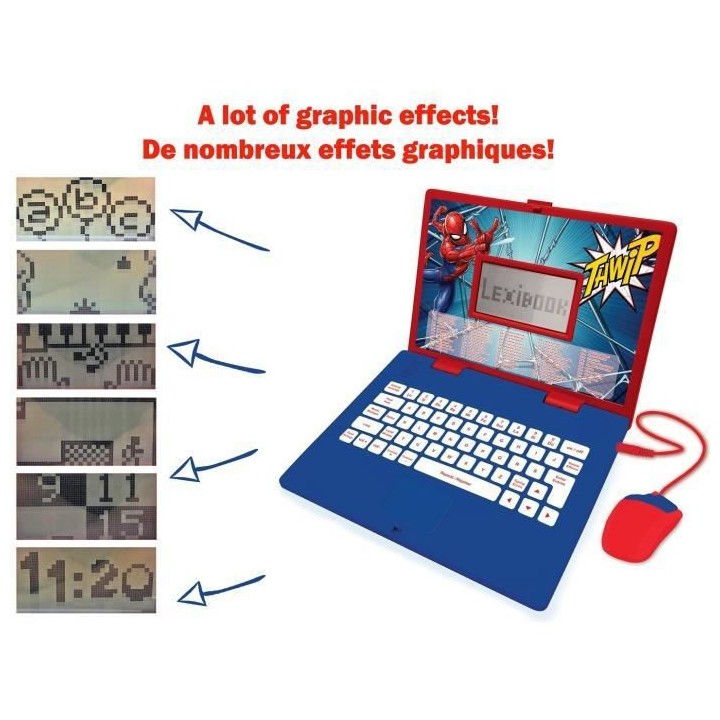 SPIDER-MAN - Ordinateur Educatif Bilingue (FR/EN) Enfant - LEXIBOOK -
