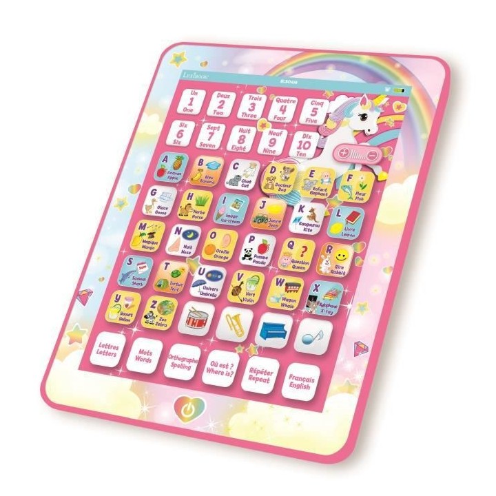 LEXIBOOK Tablette éducative licorne parlante bilingue (FR/EN) enfant