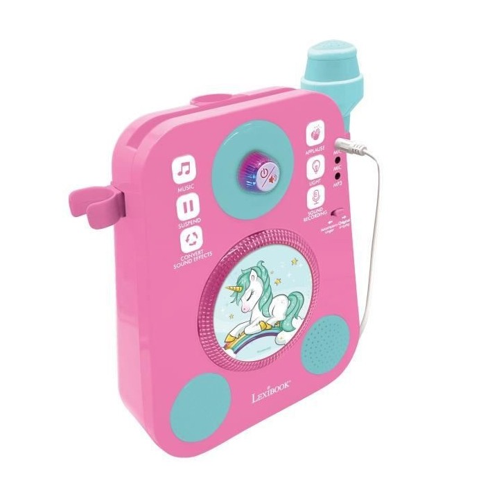 LEXIBOOK - Karaoké Licorne avec deux microphones et effets lumineux e