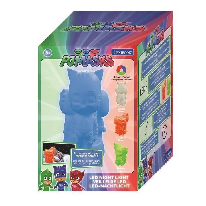 PYJAMASQUES - Veilleuse LED - Changement de couleurs, matiere anti-cho