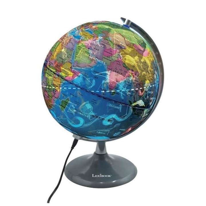 LEXIBOOK - Globe jour & nuit Lumineux – Globe terrestre le jour et s