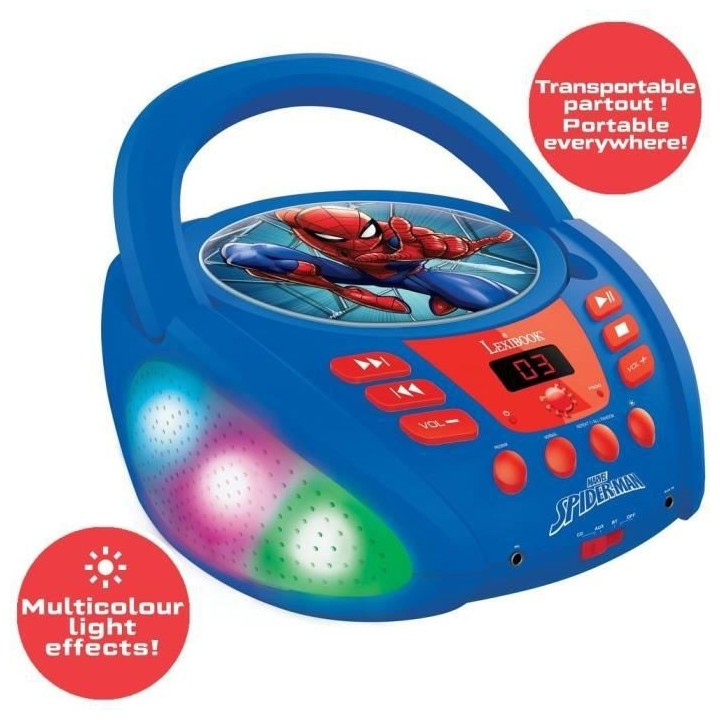 Lecteur CD Bluetooth Spider-Man avec Effets Lumineux