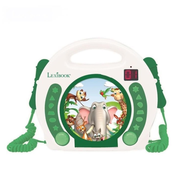 LEXIBOOK - Lecteur CD Animaux karaoké enfant avec 2 microphones