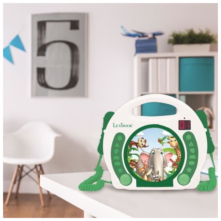 LEXIBOOK - Lecteur CD Animaux karaoké enfant avec 2 microphones