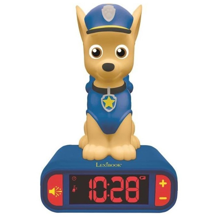 PAT' PATROUILLE - Réveil digital Chase avec veilleuse lumineuse en 3D