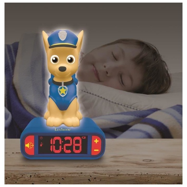 PAT' PATROUILLE - Réveil digital Chase avec veilleuse lumineuse en 3D