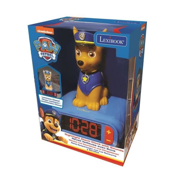 PAT' PATROUILLE - Réveil digital Chase avec veilleuse lumineuse en 3D