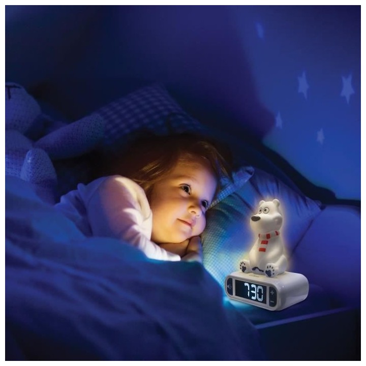 Réveil digital Ours Polaire avec veilleuse lumineuse en 3D et effets