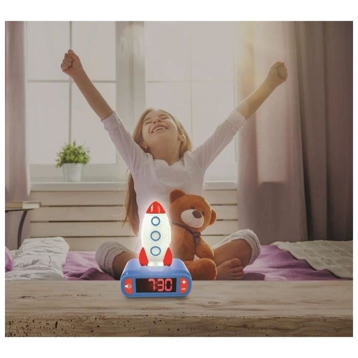 Réveil digital Fusée avec veilleuse lumineuse en 3D et effets sonore