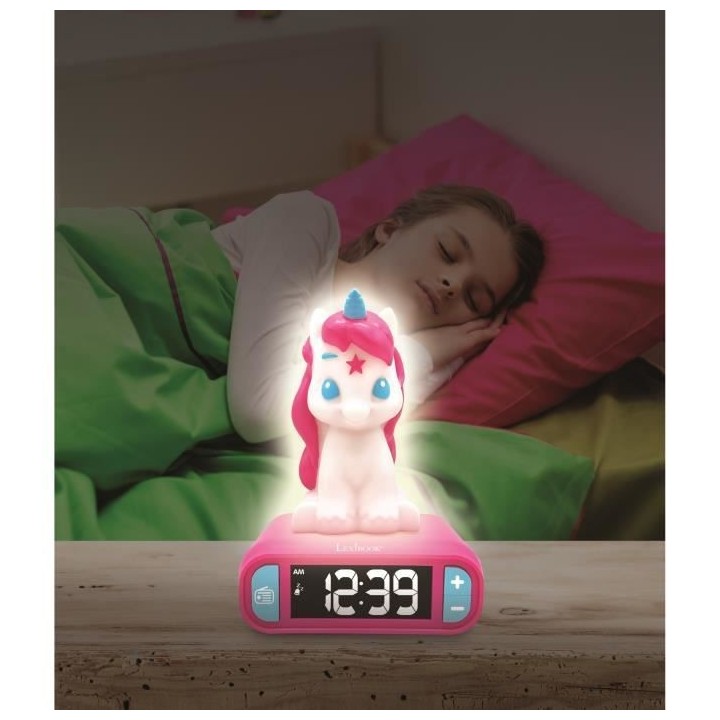 Réveil digital Licorne avec veilleuse lumineuse en 3D et effets sonor