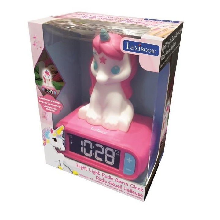 Réveil digital Licorne avec veilleuse lumineuse en 3D et effets sonor