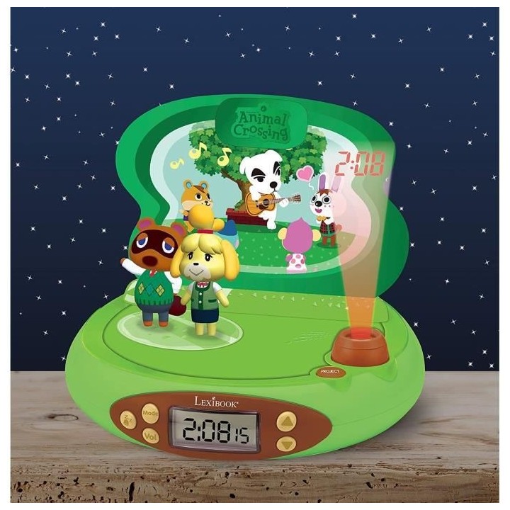 ANIMAL CROSSING - Réveil Projecteur en 3D avec Sons - LEXIBOOK