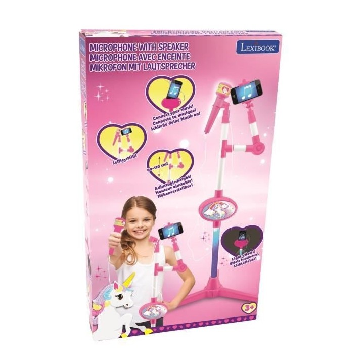Microphone Licorne avec pied lumineux et haut-parleur - LEXIBOOK
