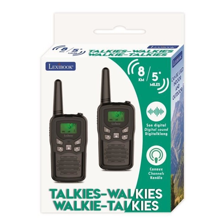 LEXIBOOK Talkie-Walkies noirs 8 kilometres de portée