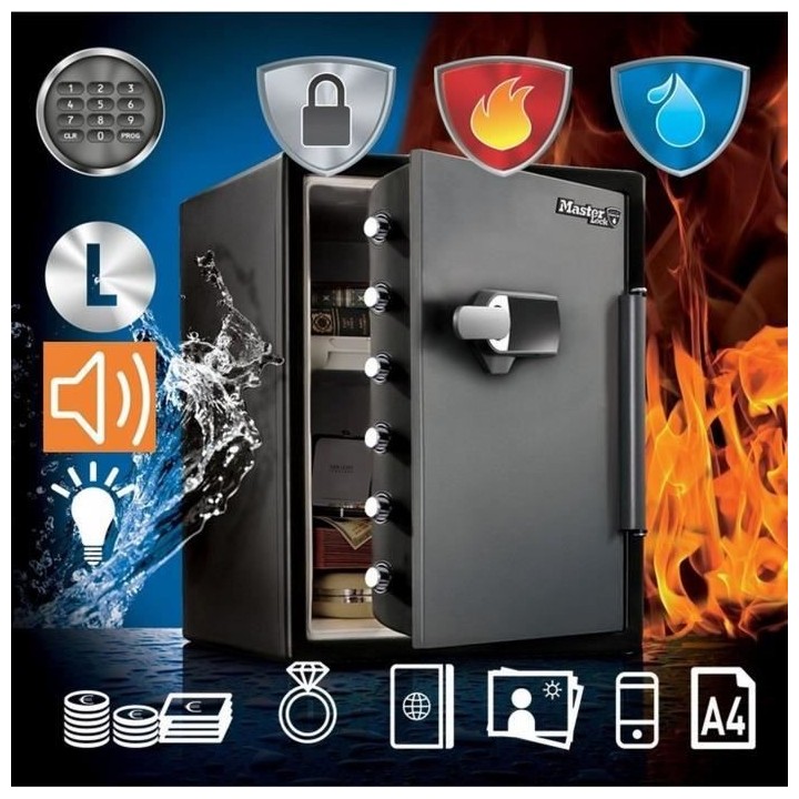MASTER LOCK Coffre-fort ignifugé et résistant a l'eau (code tactile
