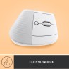 Souris Sans Fil Logitech Lift Ergonomique Verticale, Bluetooth ou récepteur USB Logi Bolt, Silencieuse - Blanc cassé