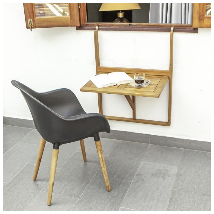 BEAU RIVAGE Table de balcon suspendu en bois d'acacia FSC - 64 x 44 x