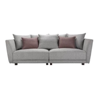 Canapé 4 places LINCOLN -Tissu Gris clair -7 coussins - L 244 x P 106