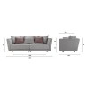 Canapé 4 places LINCOLN -Tissu Gris clair -7 coussins - L 244 x P 106 x H 89 cm