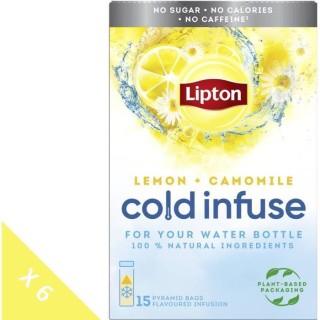 Lot de 6 LIPTON Infuse a Froid Citron Camomille, Boisson d'été rafra