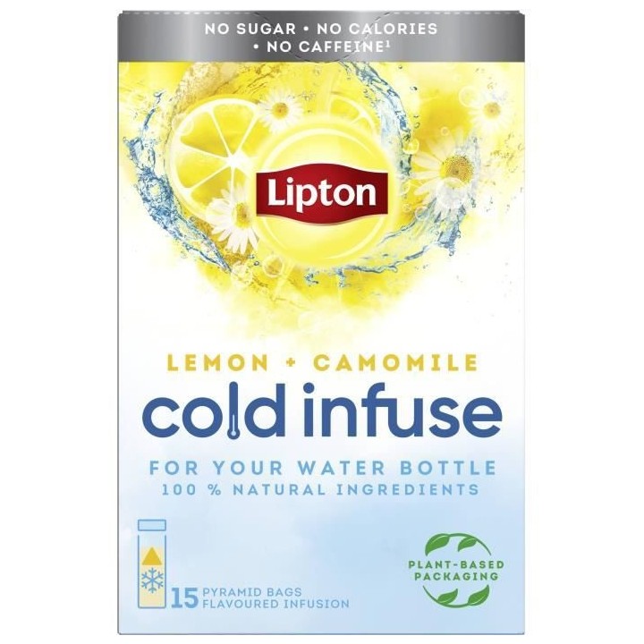 Lot de 6 LIPTON Infuse a Froid Citron Camomille, Boisson d'été rafra