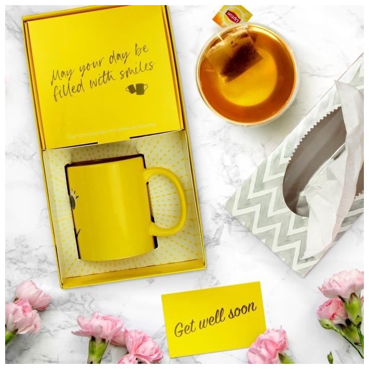 LIPTON Thé Yellow Label Coffret Cadeau Lipton avec tasse, 42 sachets