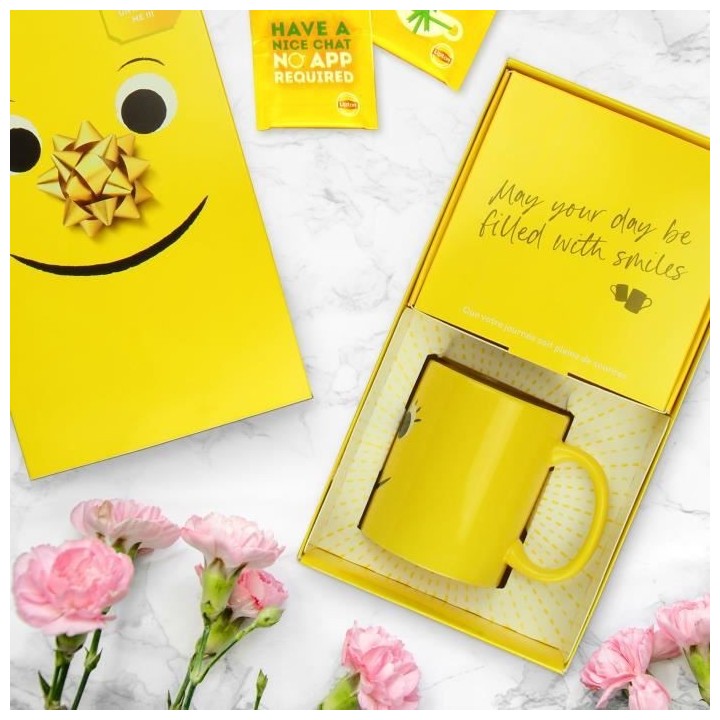 LIPTON Thé Yellow Label Coffret Cadeau Lipton avec tasse, 42 sachets