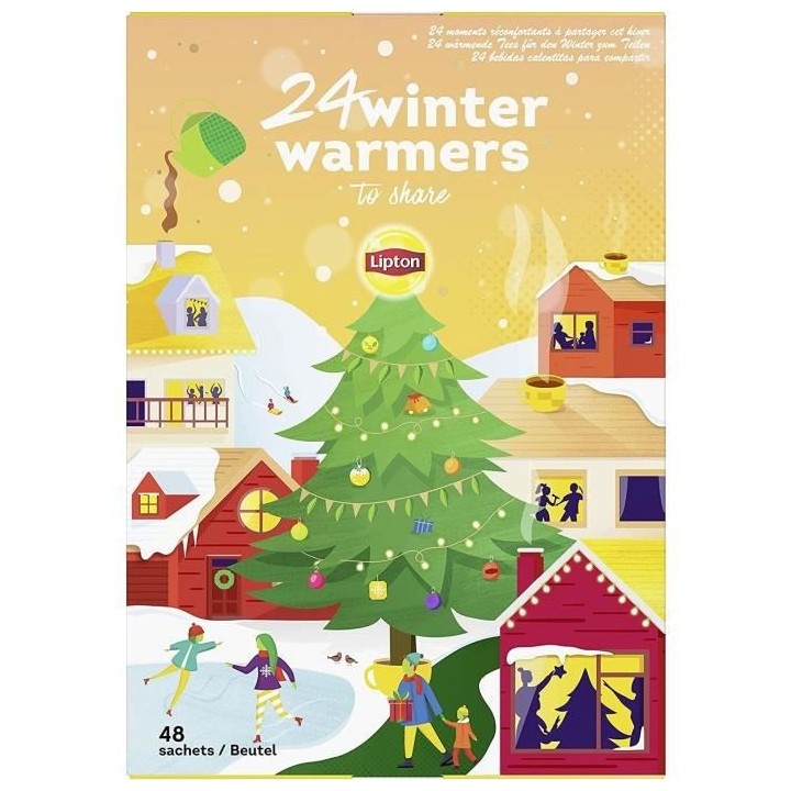 LIPTON Calendrier de l'Avent Noël Thés Noirs, Thés Verts, Infusions