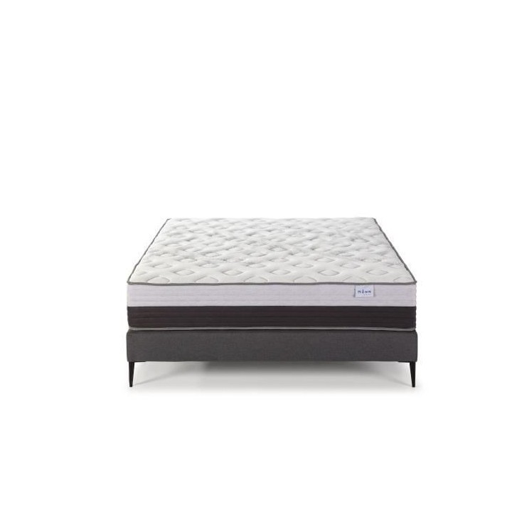 LISBOA Ensemble matelas + sommier + pieds - 160 x 200 cm - 30 cm