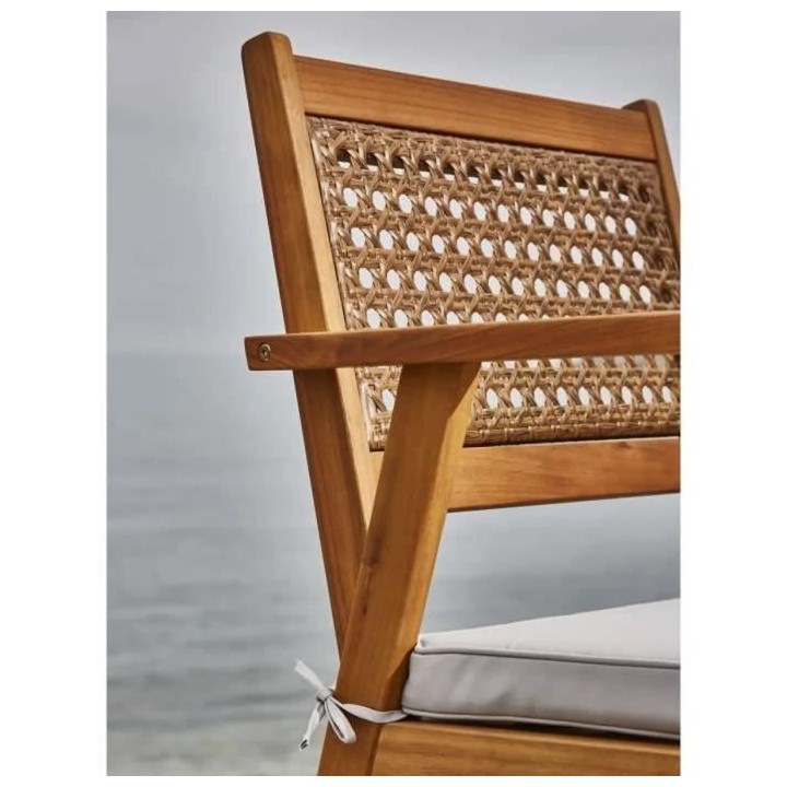 Salon de jardin en bois d'Acacia FSC et en résine tressée - 4 person