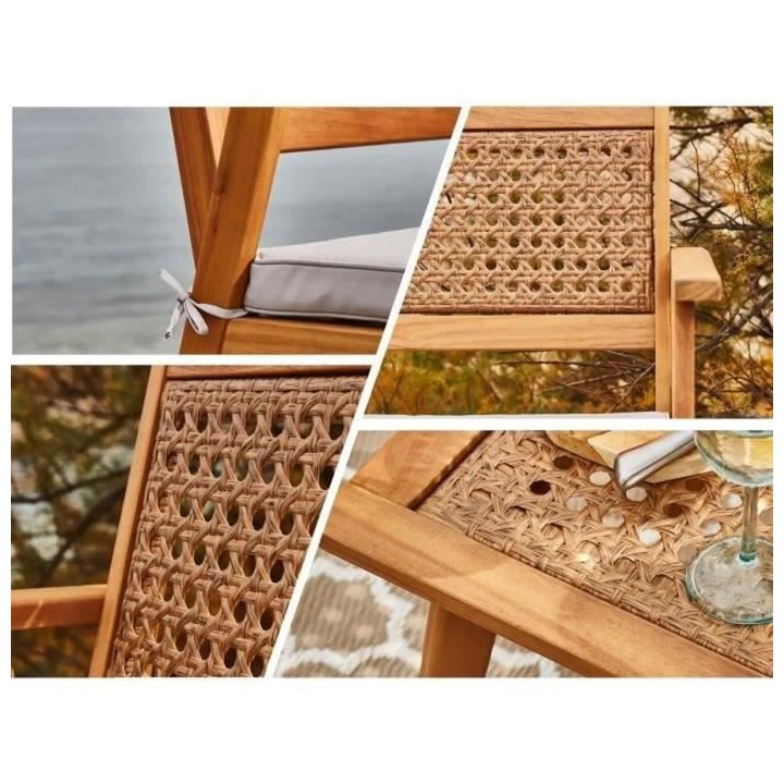 Salon de jardin en bois d'Acacia FSC et en résine tressée - 4 person