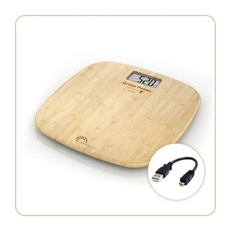 LITTLE BALANCE - Pese-personne bambou USB soft 180 kg / 100 g