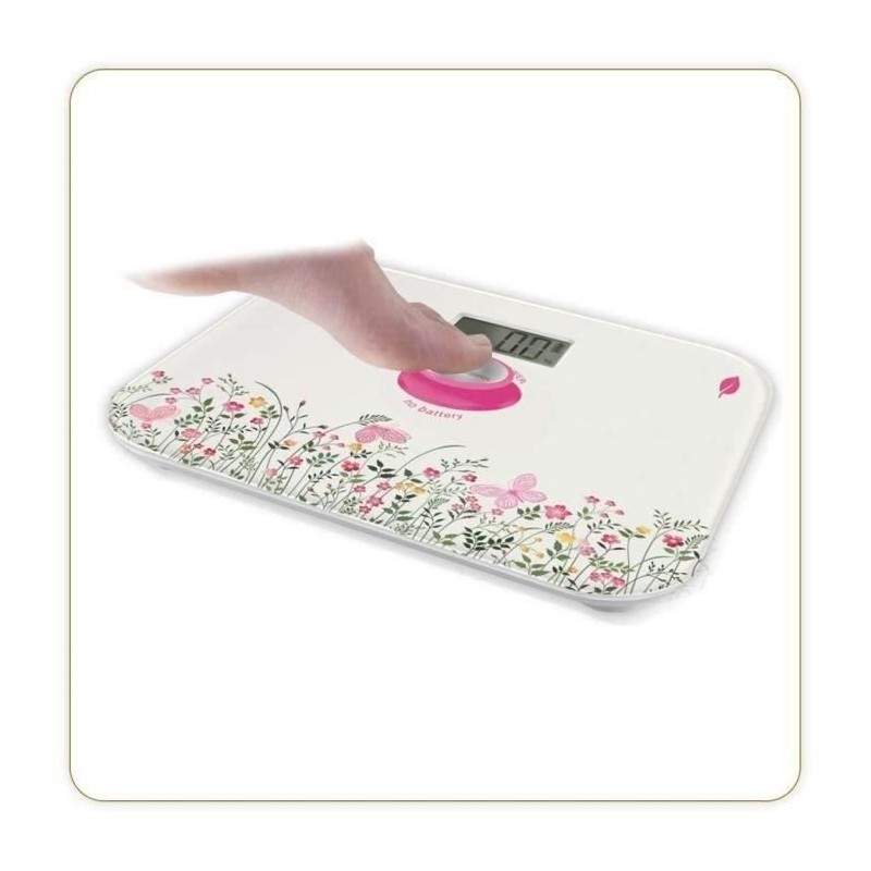 LITTLE BALANCE 8328 Kinetic, Pese-personne sans pile, Rechargeable par son bouton Little Balance, 180 kg / 100 g, Floral