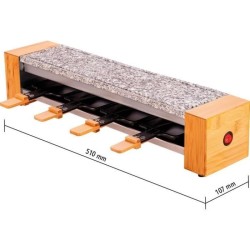 LITTLE BALANCE 8505 Vosges 4 Wood, Raclette & pierre a cuire en Granit, 2 en 1, 4 personnes, 600 W, Bambou véritable