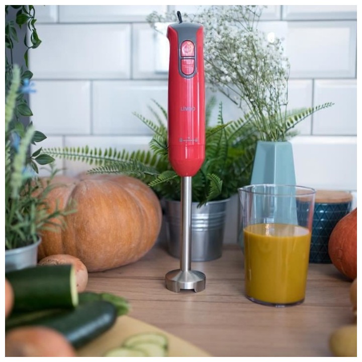 LIVOO DOP204R Mixeur plongeant 400W - Rouge + Gris