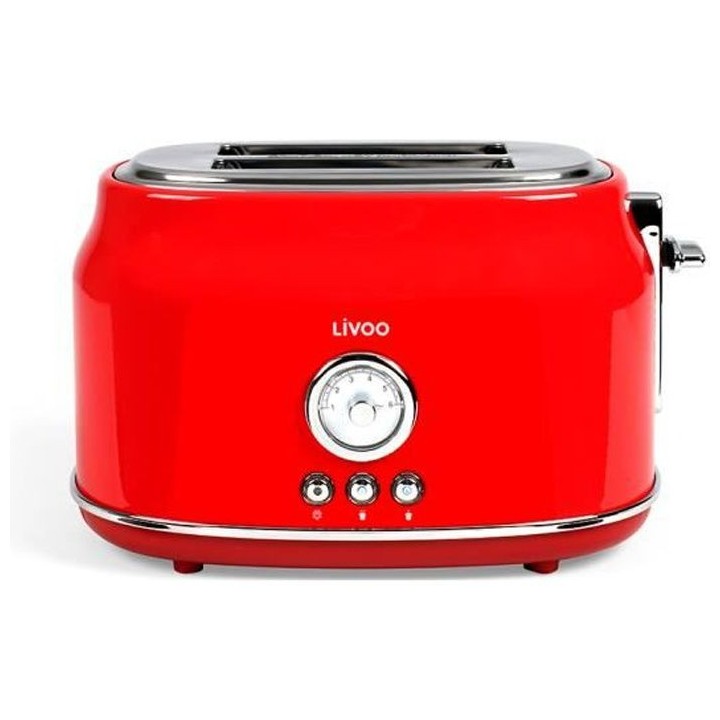 LIVOO DOD181R Grille-pains rétro - 2 fentes - 815W - Thermostat régl