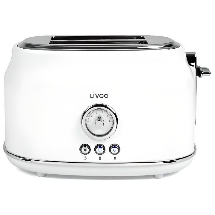 LIVOO DOD181W Grille-pains rétro - 2 fentes - 815W - Thermostat régl